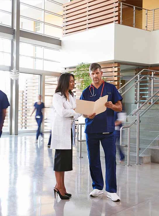 doctors in a medical lobby